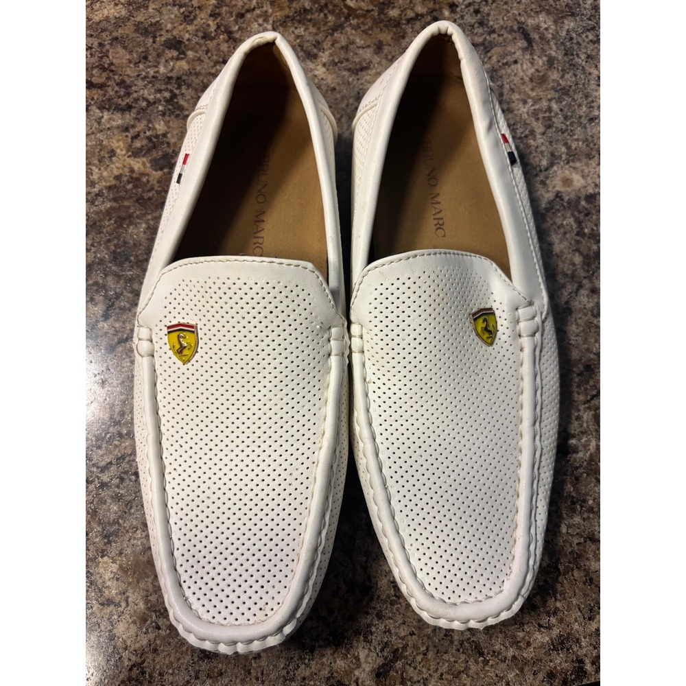 Bruno Marc Mens BUSH-02 Perforated Driving Loafers White Size 8.5 Slip On Shoes‎
